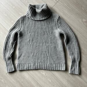 Banana Republic Turtleneck Sweater Womens Large Wool Blend Gray FLAW